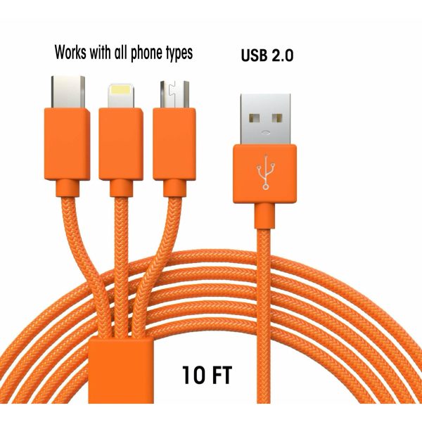 XXL 3-in-1 Orange Cable - 10 FT - Image 2
