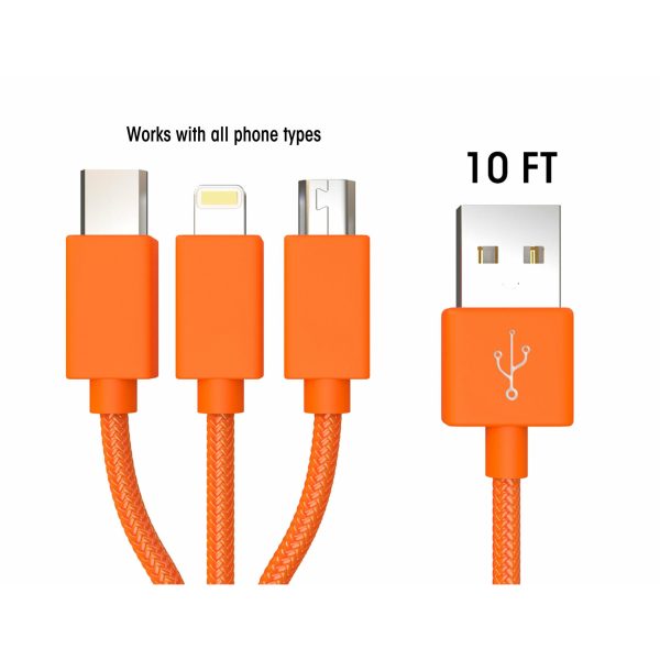 XXL 3-in-1 Orange Cable - 10 FT - Image 3