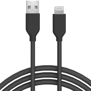 Black Nylon Lightning Cable - MFI Certified - 6 FT