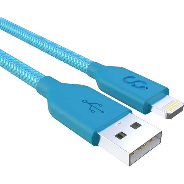 Turquoise Blue Nylon Lightning Cable - MFI Certified - 6 FT - Image 4