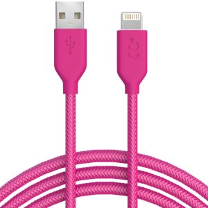 Hot Pink Nylon Lightning Cable - MFI Certified - 6 FT