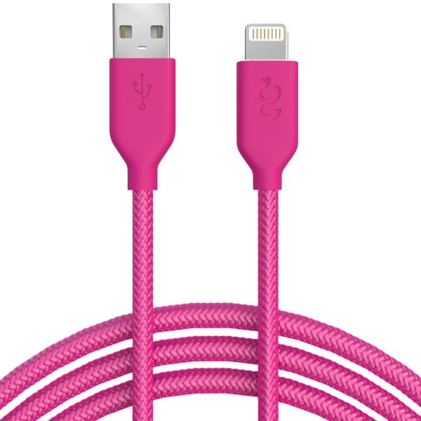 Hot Pink Nylon Lightning Cable - MFI Certified - 6 FT