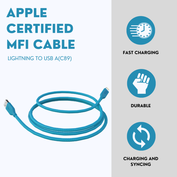 Lightning Cable Blue - MFI Certified - 6 FT - Image 3