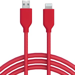 Red Nylon Lightning Cable - MFI Certified - 6 FT