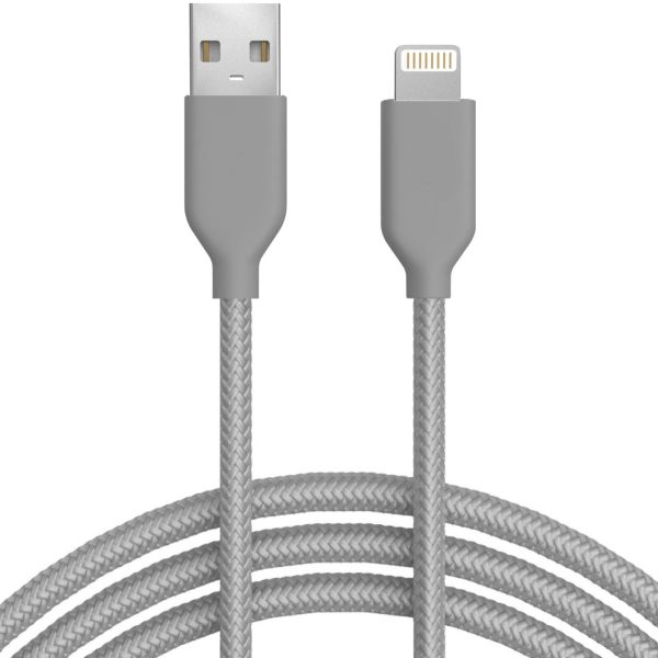 Silver Nylon Lightning Cable - MFI Certified - 6 FT