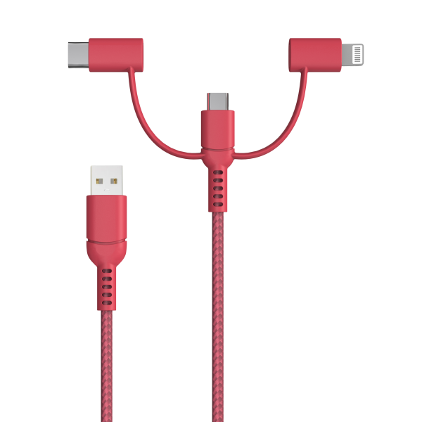 Stack-to-Charge 3-in-1 USB Cable - Red - Image 2