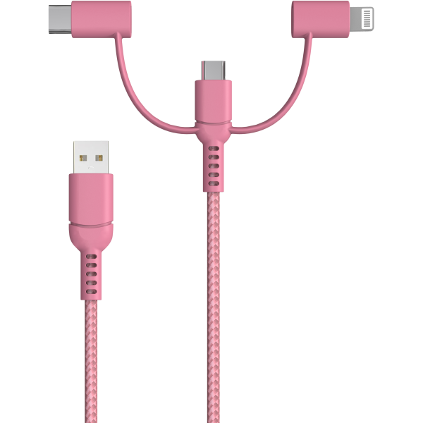 Stack-to-Charge 3-in-1 USB Cable - Pink - Image 2
