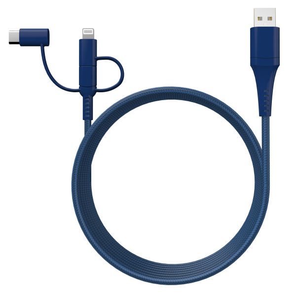 Stack-to-Charge 3-in-1 USB Cable - Navy