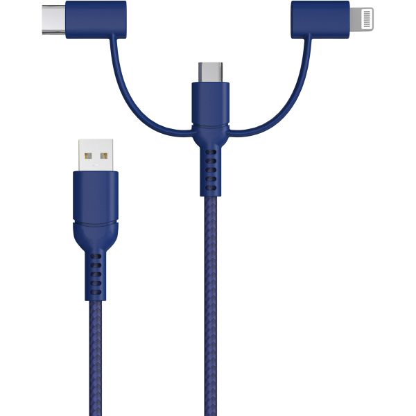 Stack-to-Charge 3-in-1 USB Cable - Navy - Image 2