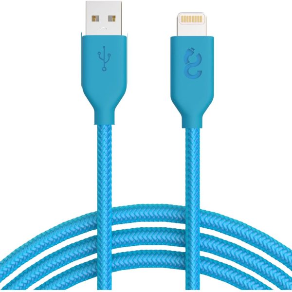 Turquoise Blue Nylon Lightning Cable - MFI Certified - 6 FT