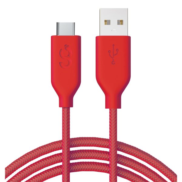 Red Nylon Type C Cable - 6 FT