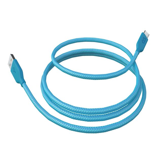 Turquoise Blue Nylon Type C Cable - 6 FT - Image 2